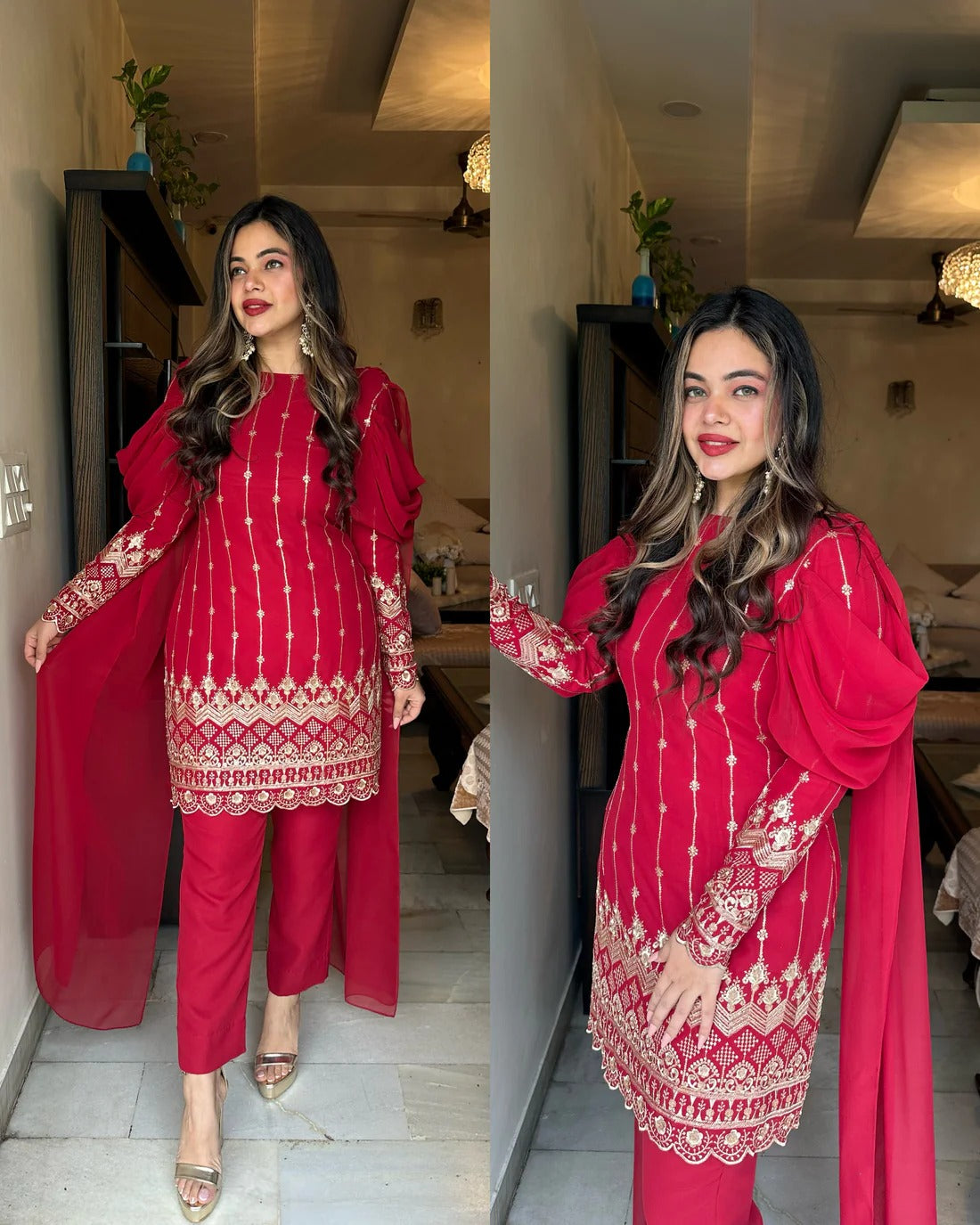 Hooriya Fashions - festive wear Top pant with Heavy Embroidery.