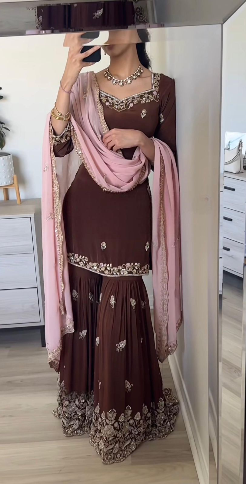 Hooriya Fashions - Designer Party Wear Look Top-Plazzo and Dupatta.