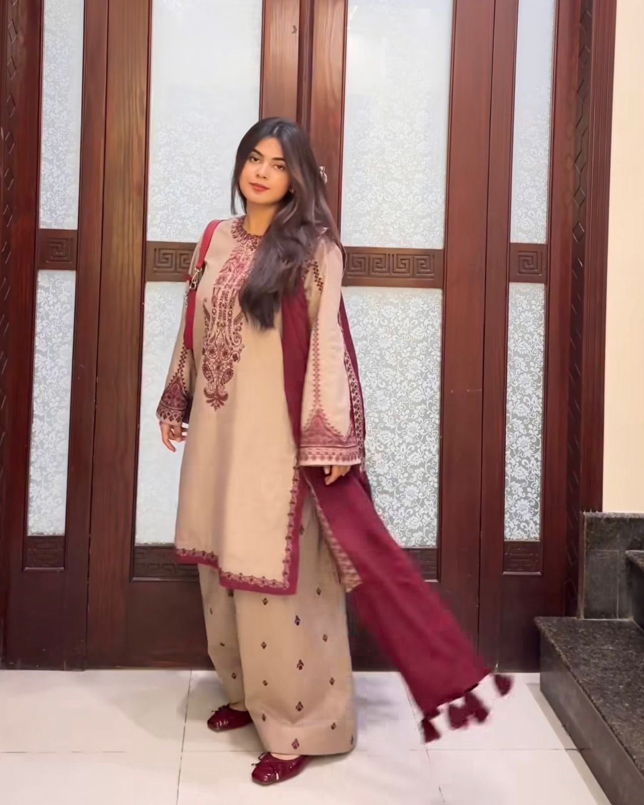 Hooriya Fanshions - Top-Bottom And Dupatta Set Fully Stitched Ready To Wear.