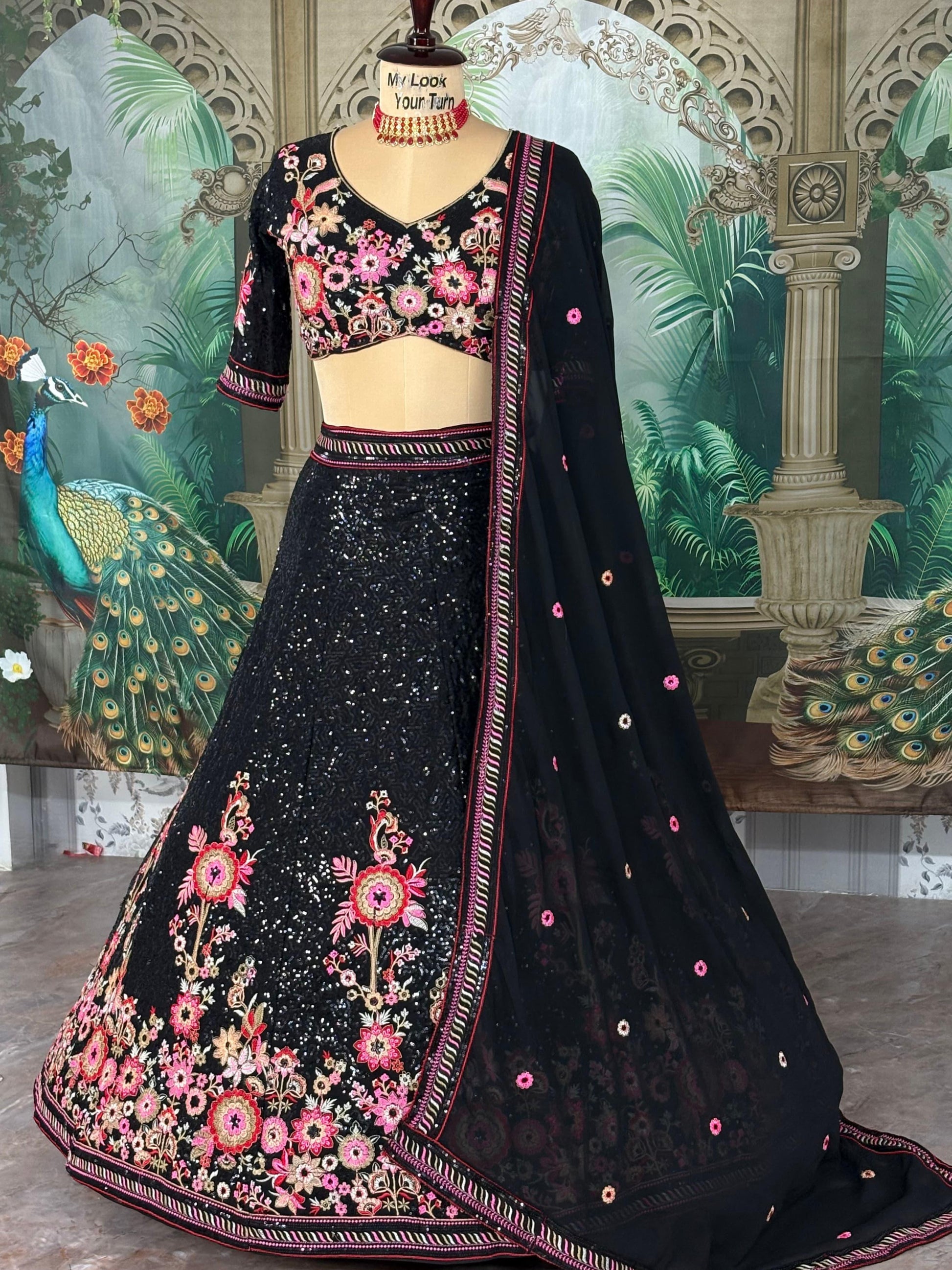 Hooriya Fashions - Georgette Lehenga.