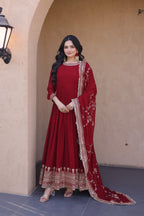 Premium Designer Ready-to-Wear Gown with Dupatta – Zari & Sequins Embroidery