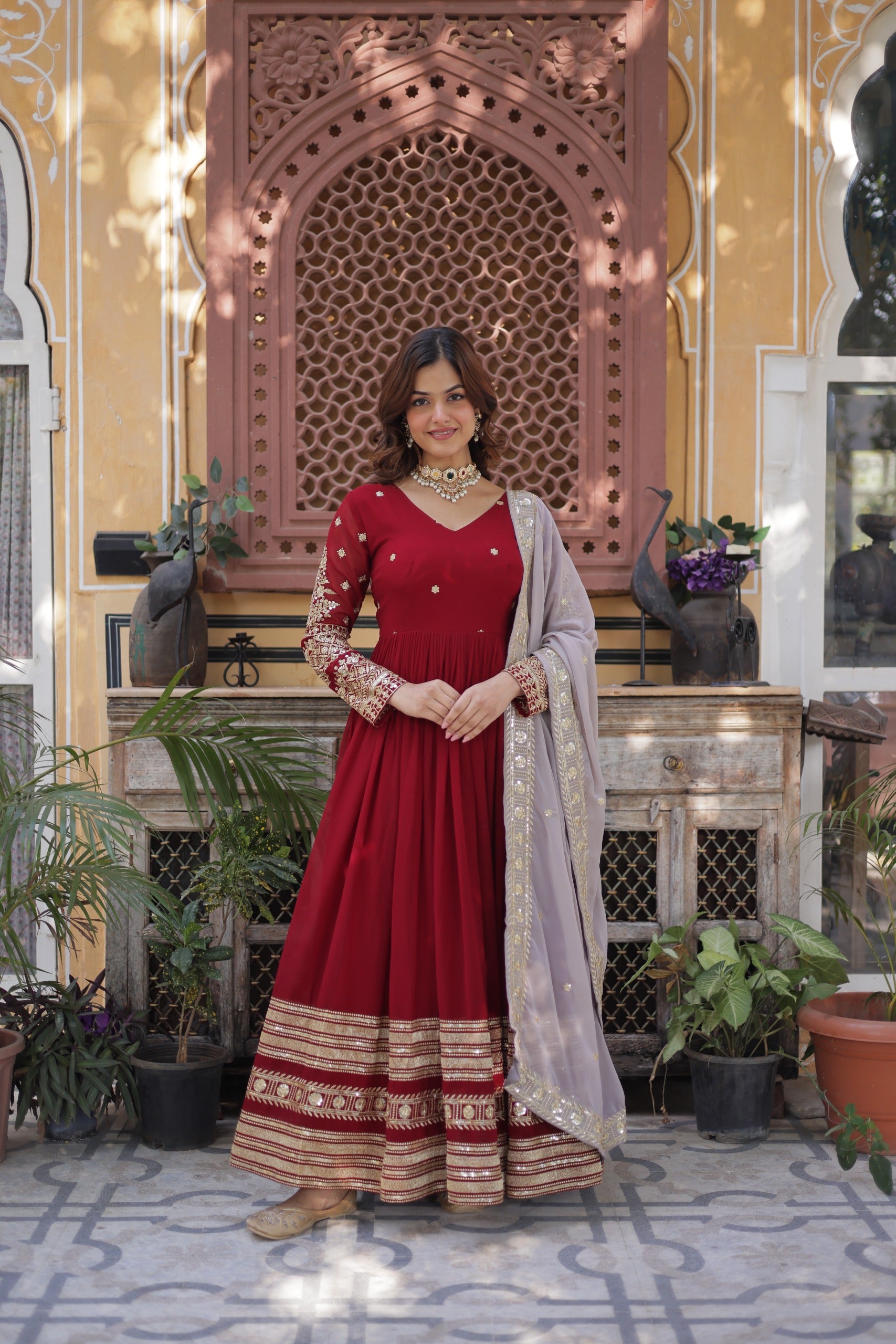 Premium Designer Readymade Gown with Dupatta