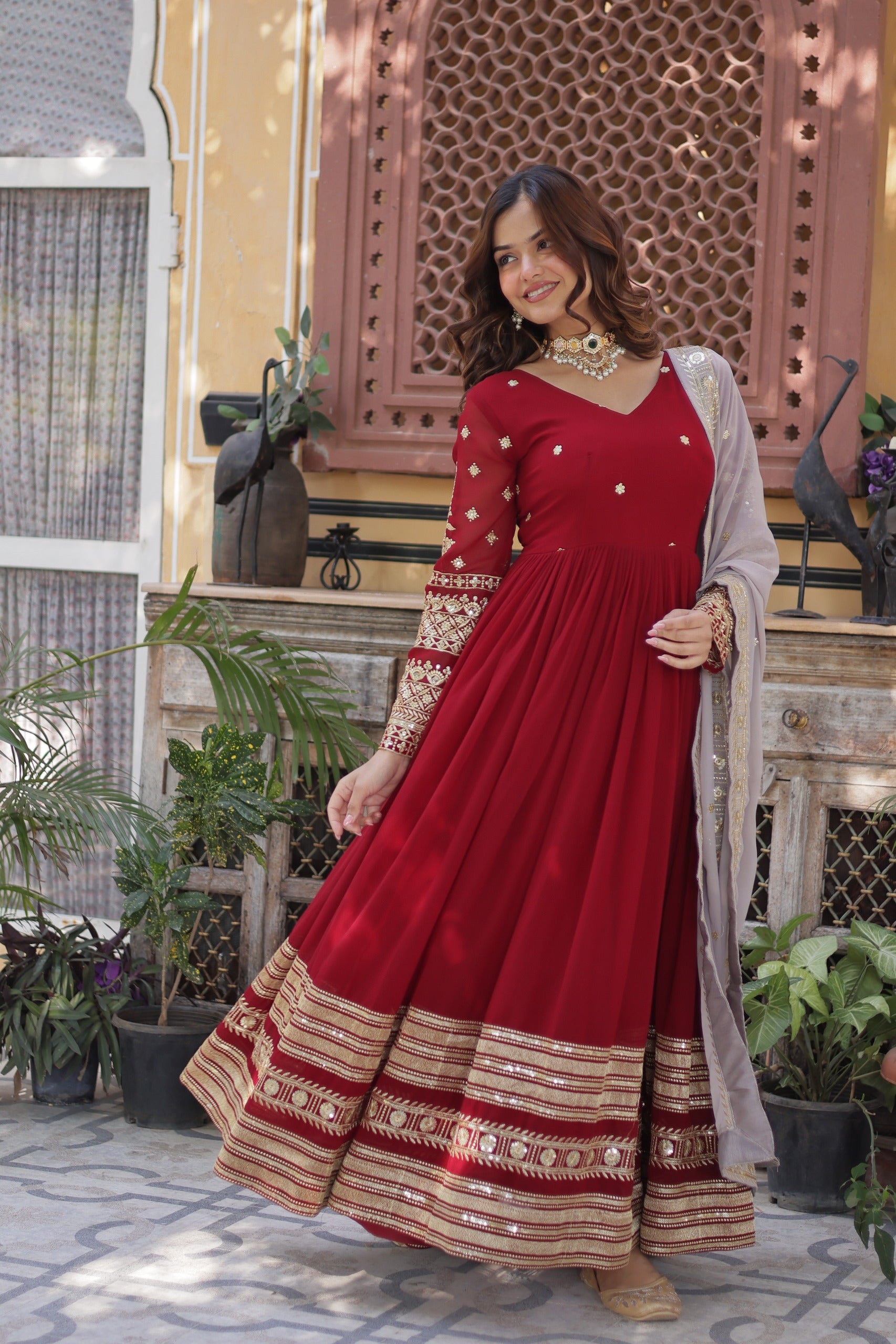 Premium Designer Readymade Gown with Dupatta