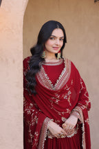 Premium Designer Ready-to-Wear Gown with Dupatta – Zari & Sequins Embroidery