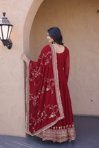 Premium Designer Ready-to-Wear Gown with Dupatta – Zari & Sequins Embroidery