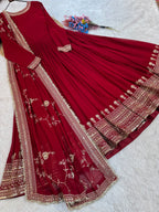 Premium Designer Ready-to-Wear Gown with Dupatta – Zari & Sequins Embroidery