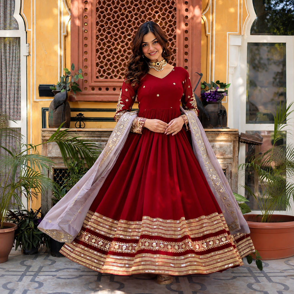 Premium Designer Readymade Gown with Dupatta