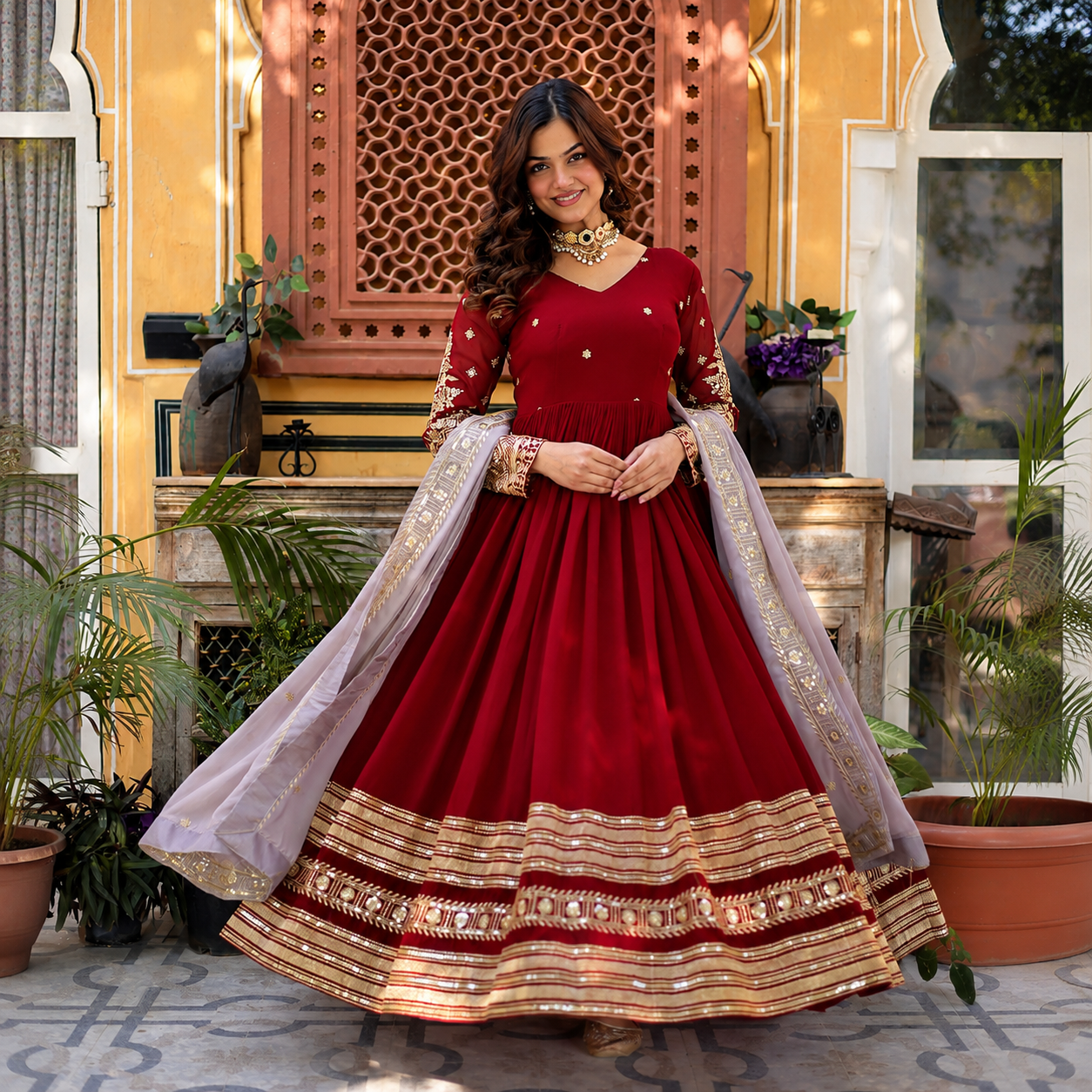Premium Designer Readymade Gown with Dupatta