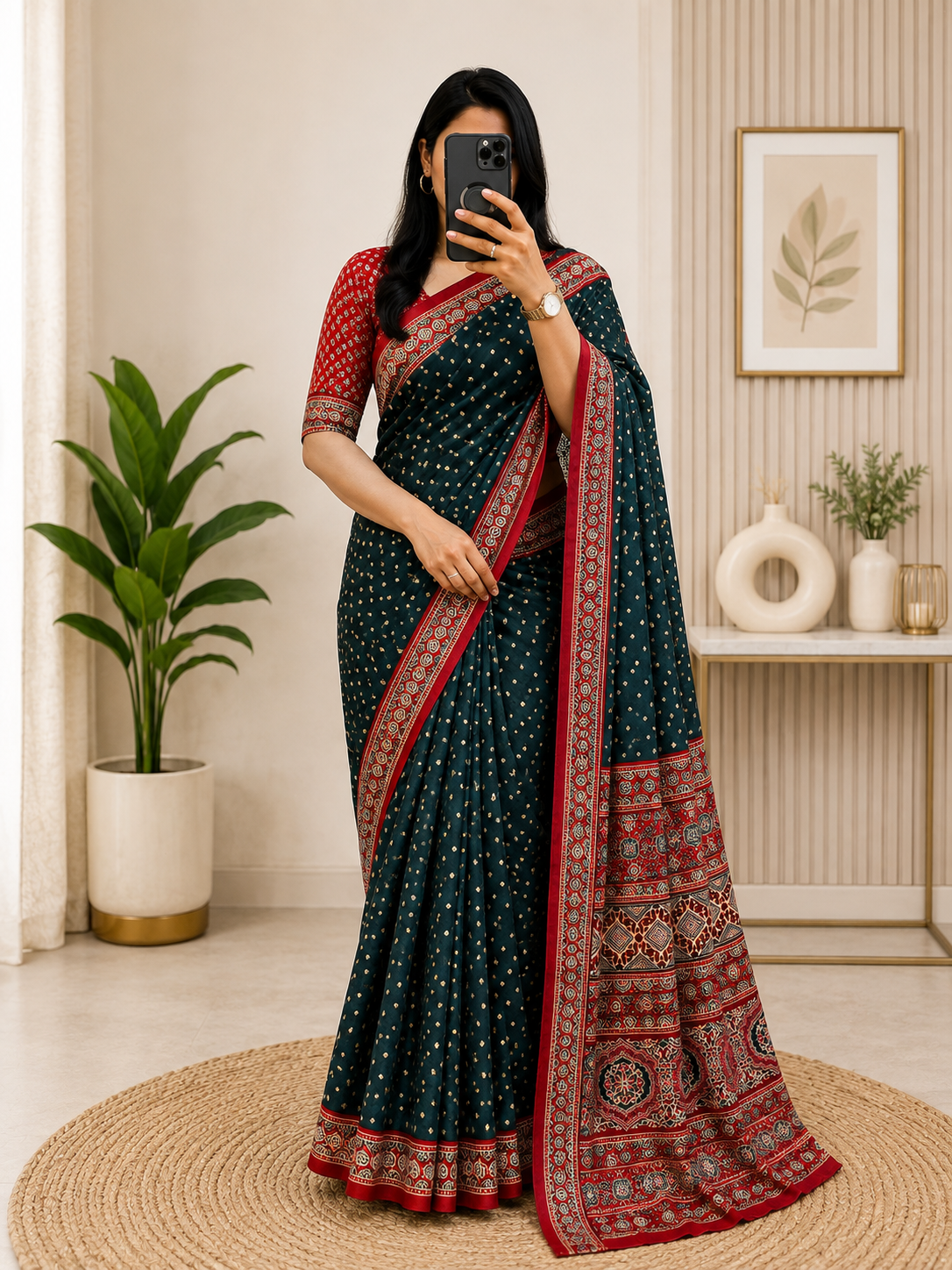 Premium Gajji Bandhej Saree – Soft Silk Feel with Blouse