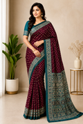Premium Gajji Bandhej Saree – Soft Silk Feel with Blouse =Red