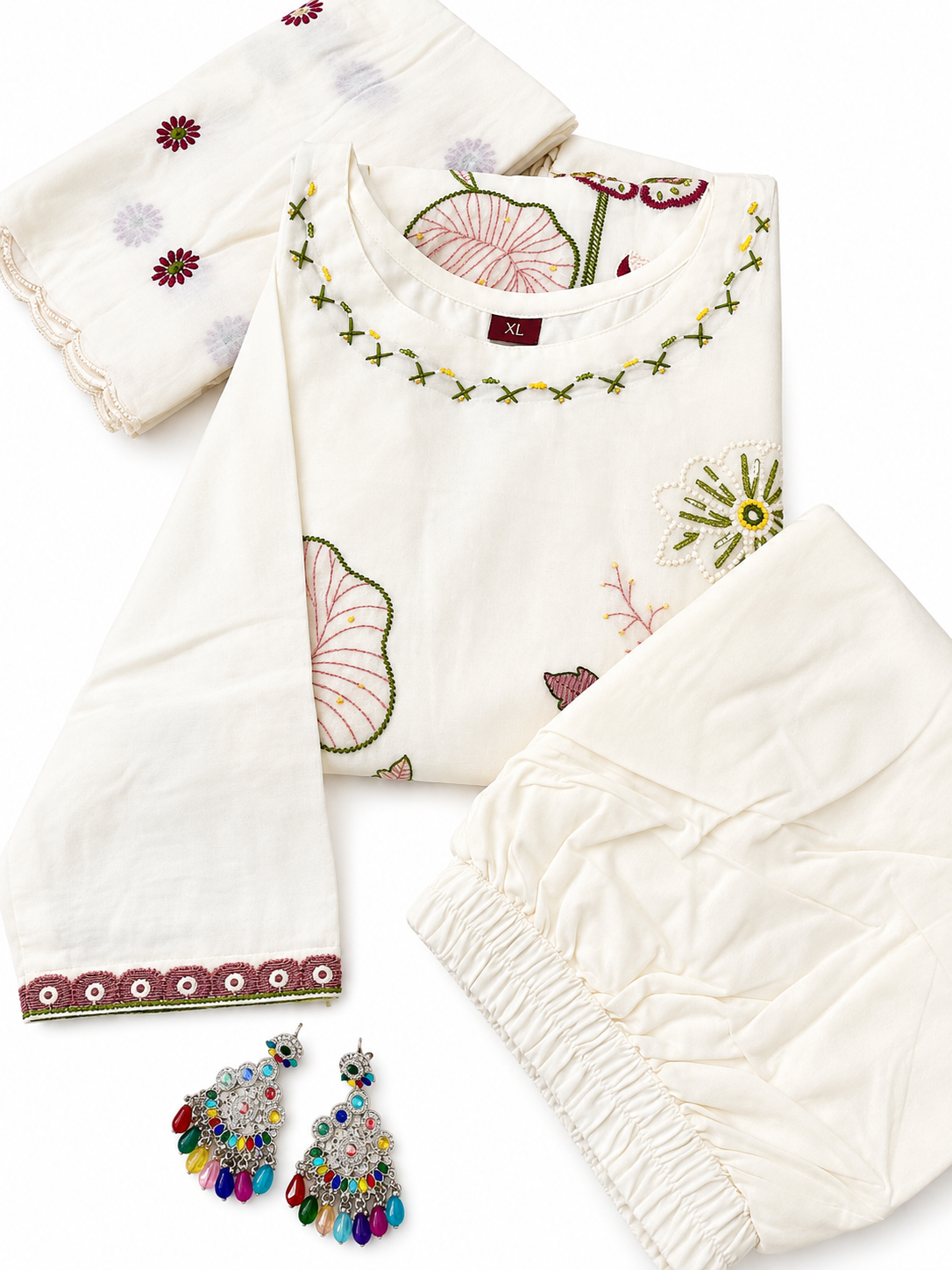 Premium Pure Cotton Embroidered Kurta Set with Dupatta