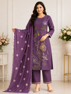 Premium Pure Cotton Embroidered Kurta Set with Dupatta