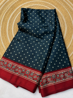 Premium Gajji Bandhej Saree – Soft Silk Feel with Blouse-Black