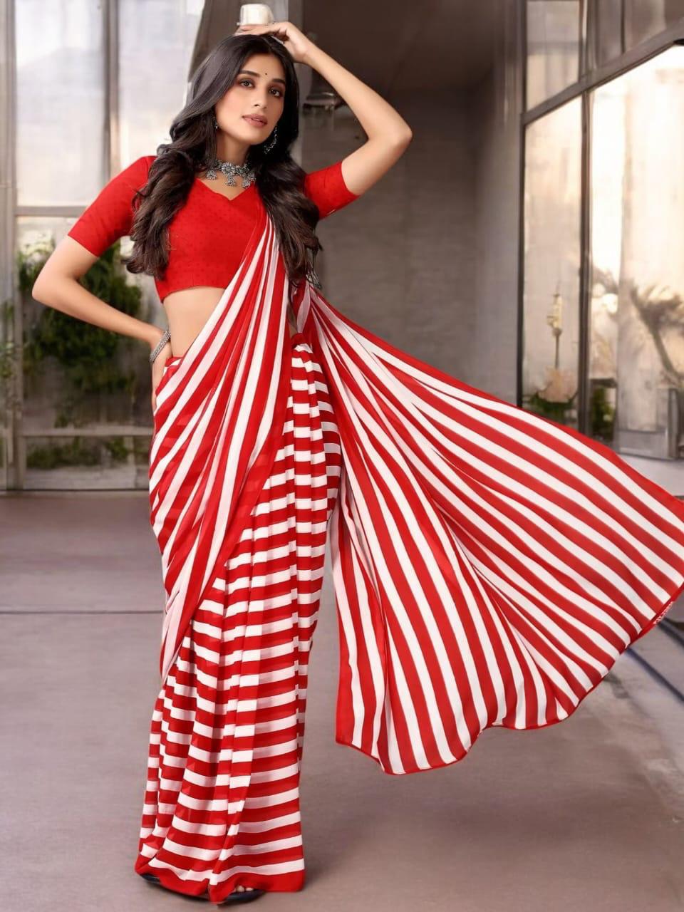 Hooriya fashions - soft Georgette striped saree