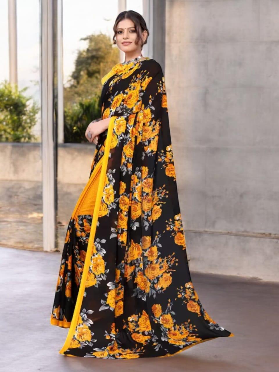 Hooriya fashions - Vibrant floral print sarees