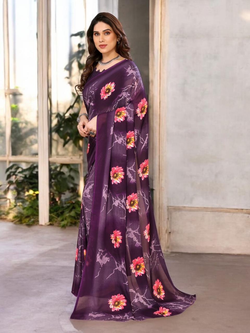 Hooriya fashions - striking floral print sarees