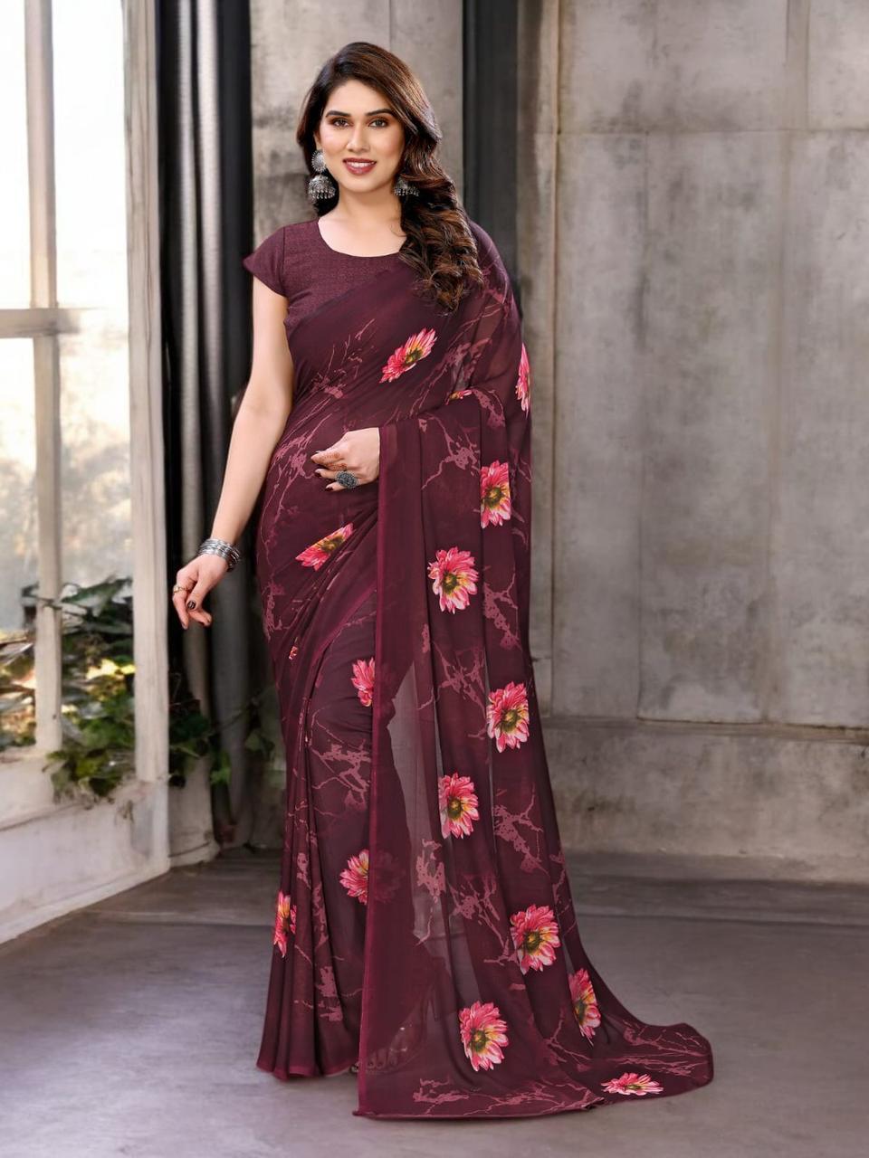 Hooriya fashions - striking floral print sarees