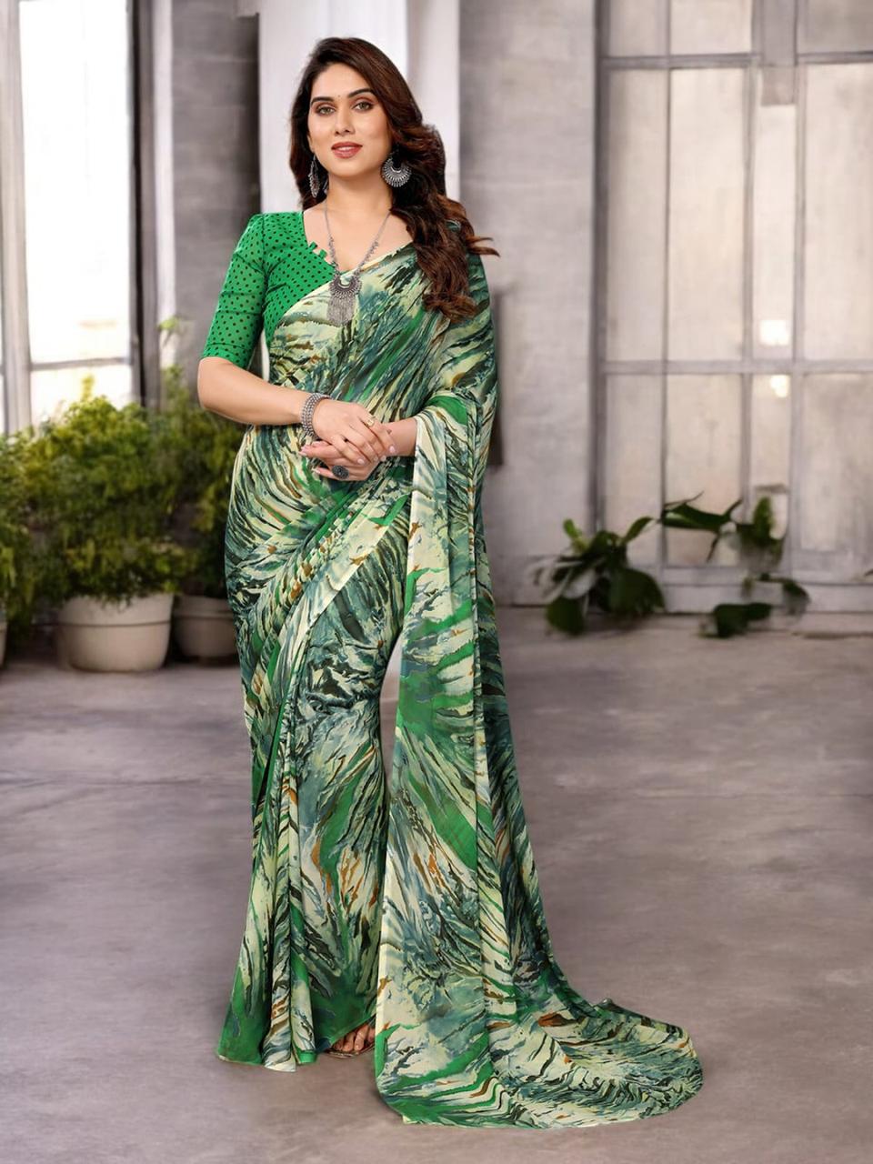 Hooriya fashions -  Tie-dye like print saree