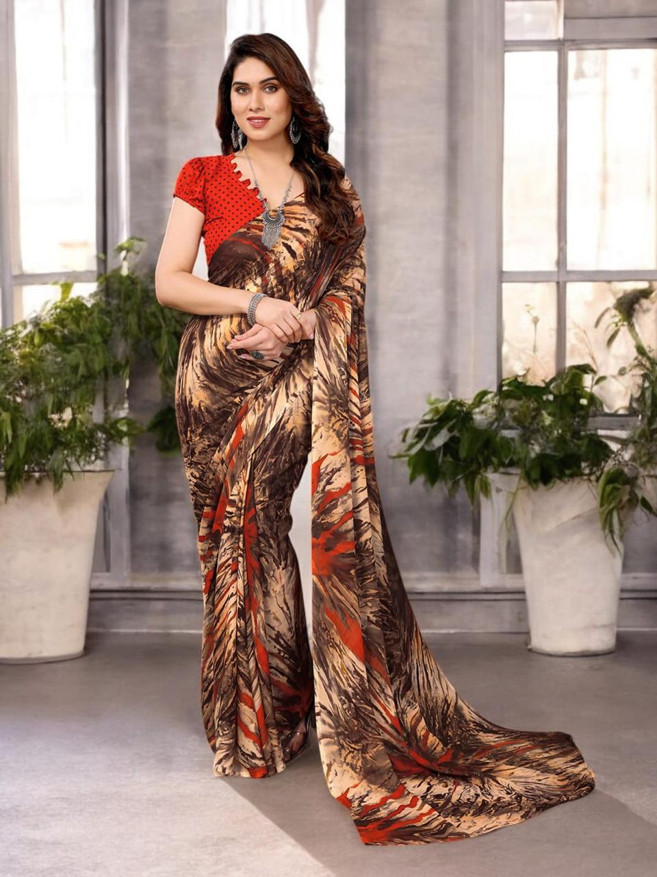 Hooriya fashions -  Tie-dye like print saree