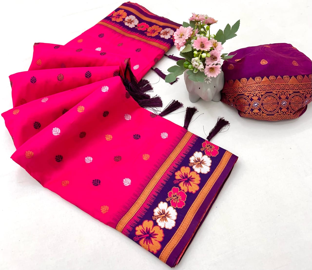 Hooriya fashions - Soft Silk Sarees Premium Two Tone Fabric