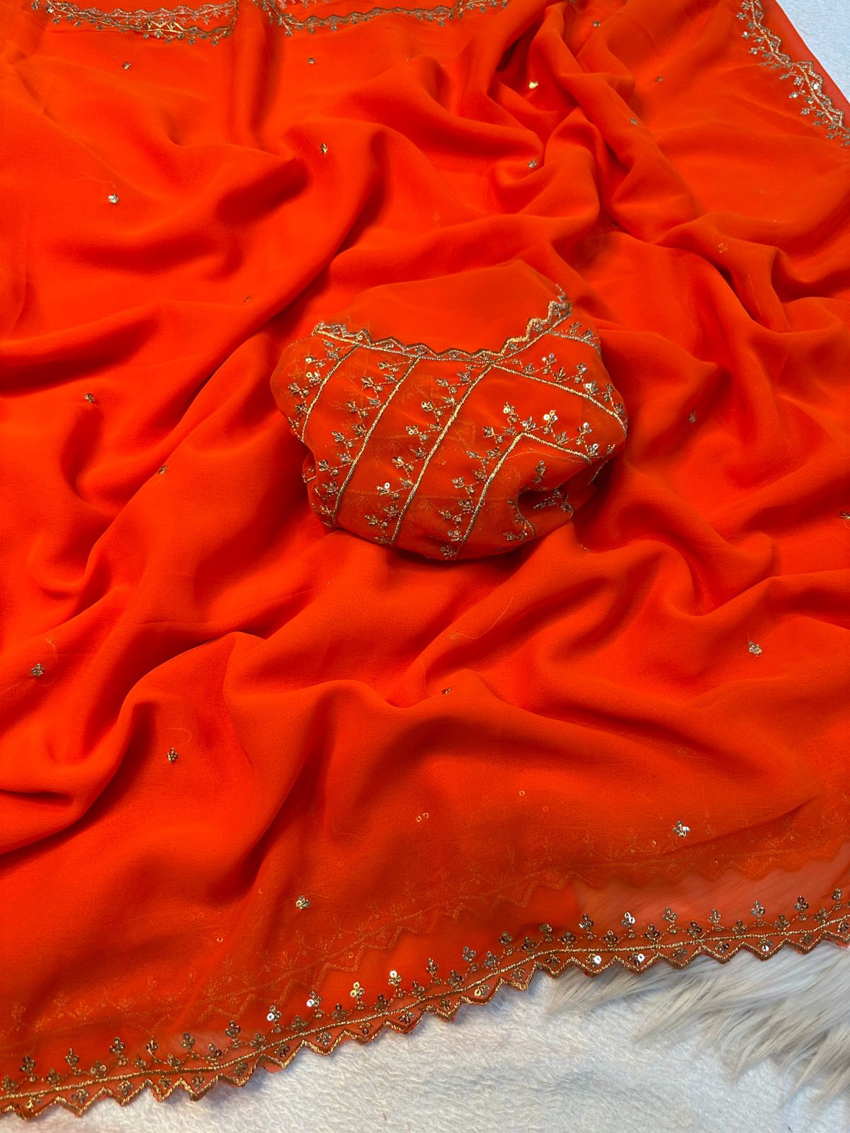 Hooriya fashions - Pure Soft Georgatte Fabric Saree