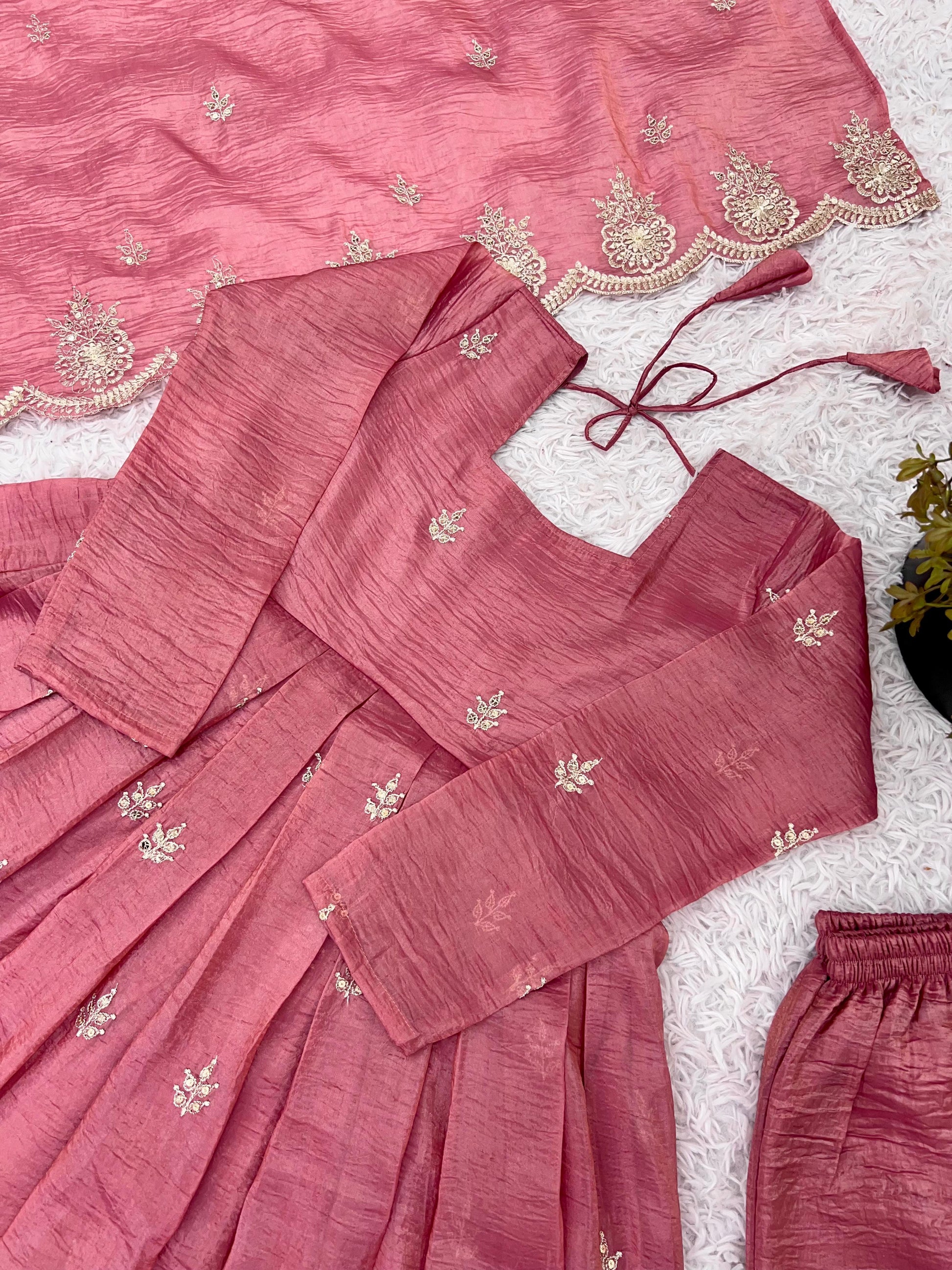 Embroidery Sequence Work Gown With Fully Stiched and Dupatta Ready to Wear
