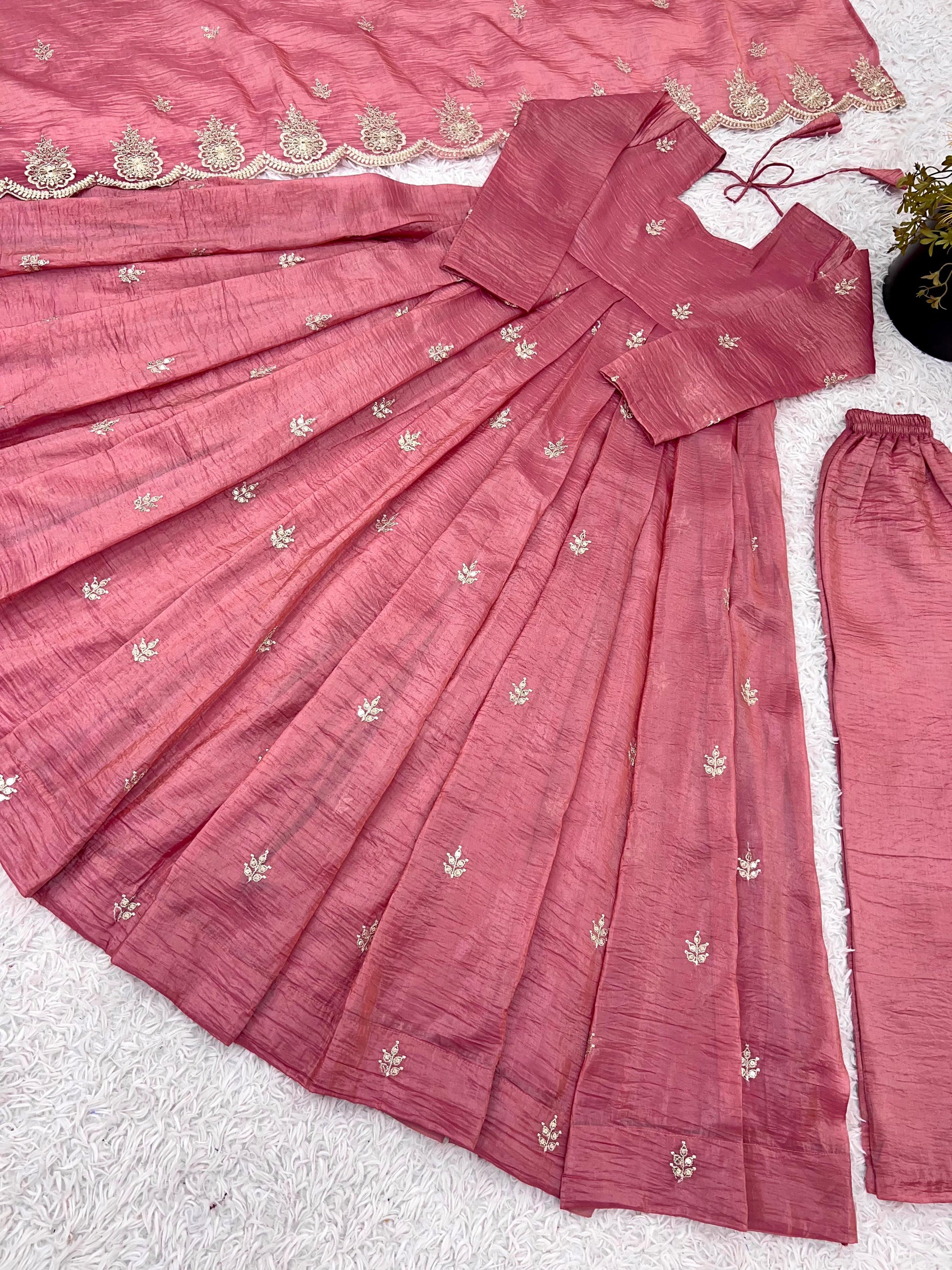 Embroidery Sequence Work Gown With Fully Stiched and Dupatta Ready to Wear