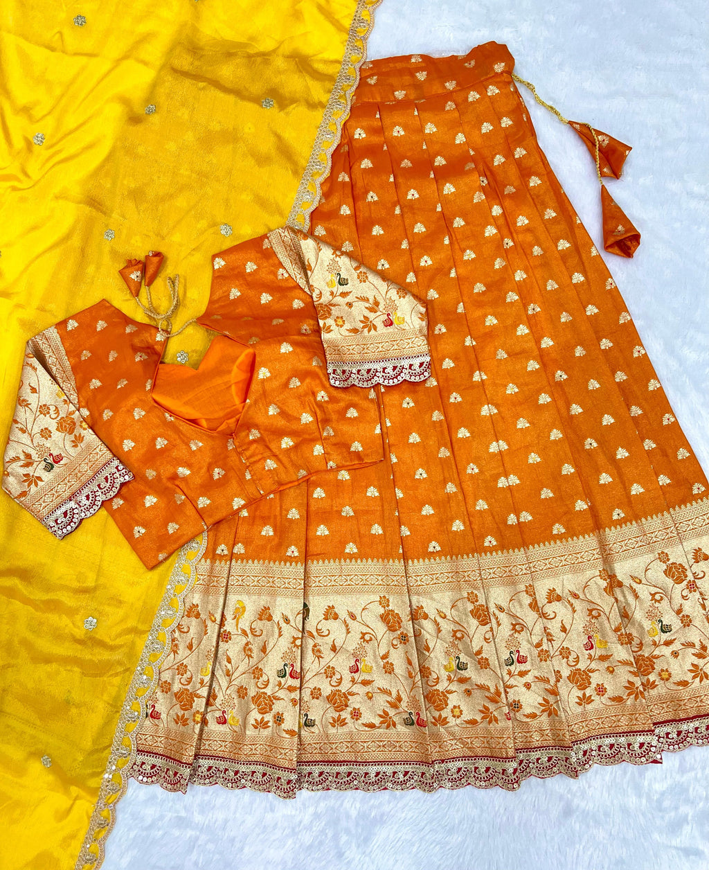 Hooriya fashions - Paithani tissue & silk with embroidery cut work lace lehanga Choli