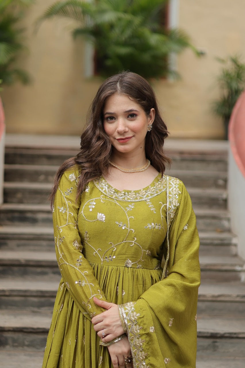 Hooriya fashions - Chinon with Rich Sequins Embroidered work Kurti