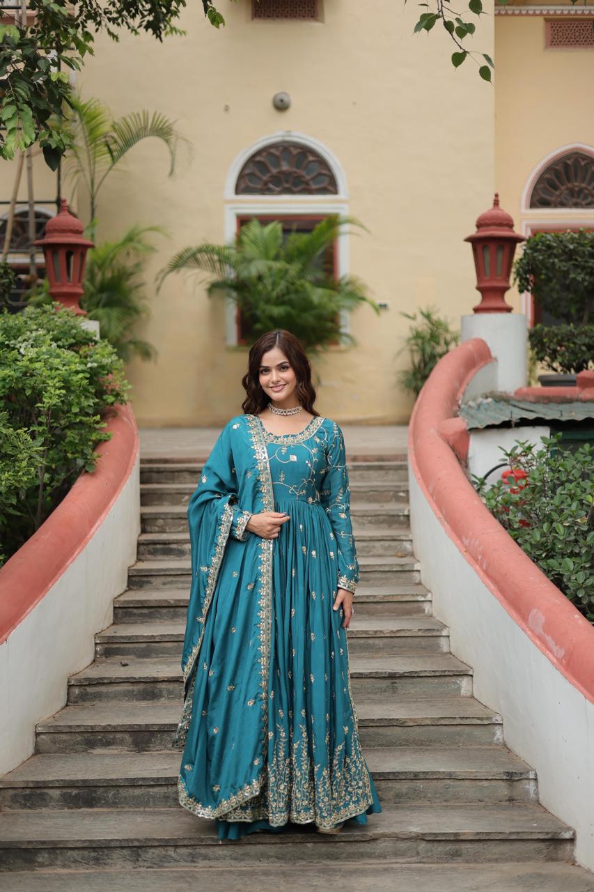 Hooriya fashions - Chinon with Rich Sequins Embroidered work Kurti