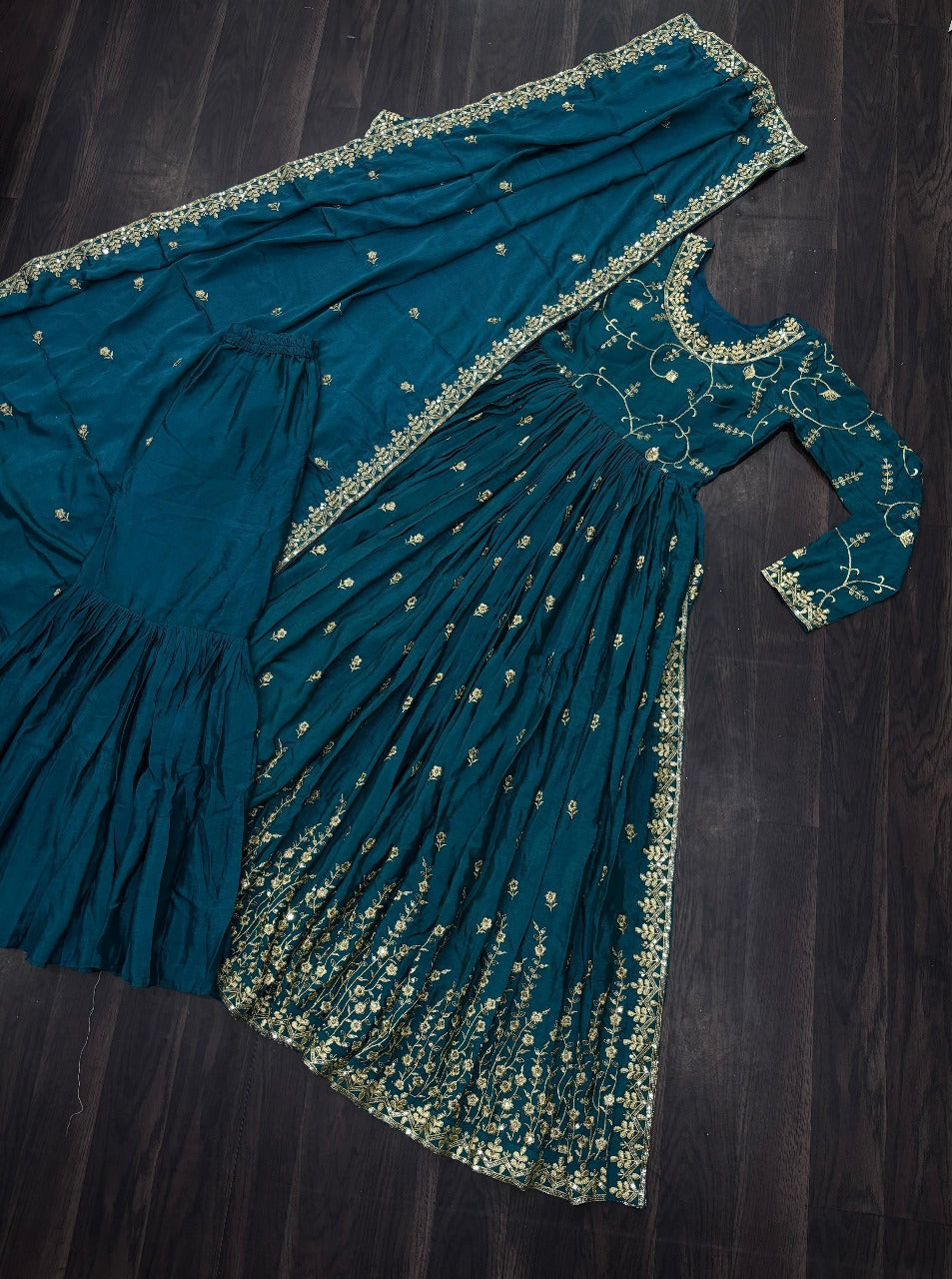 Hooriya fashions - Chinon with Rich Sequins Embroidered work Kurti