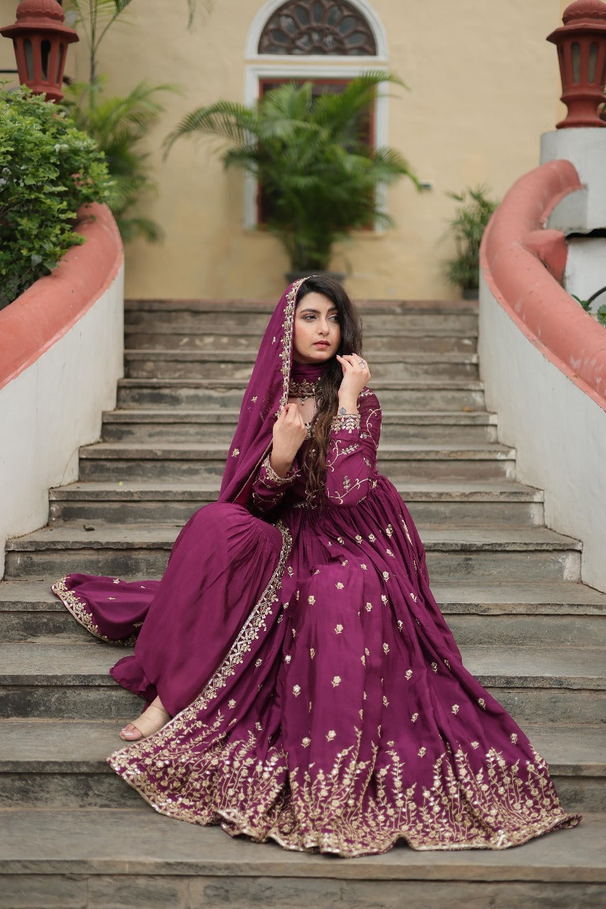 Hooriya fashions - Chinon with Rich Sequins Embroidered work Kurti