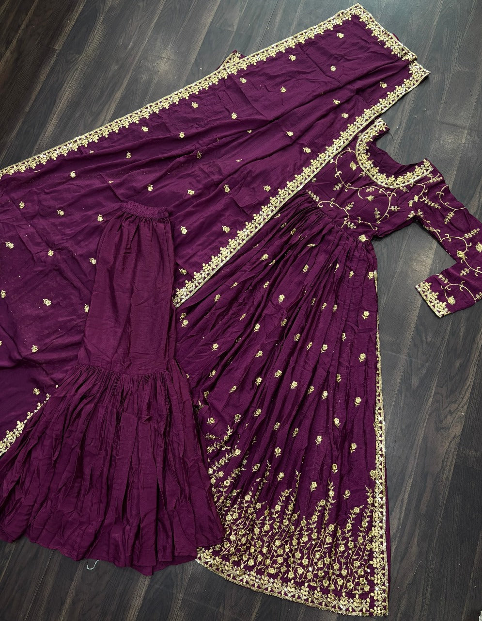 Hooriya fashions - Chinon with Rich Sequins Embroidered work Kurti