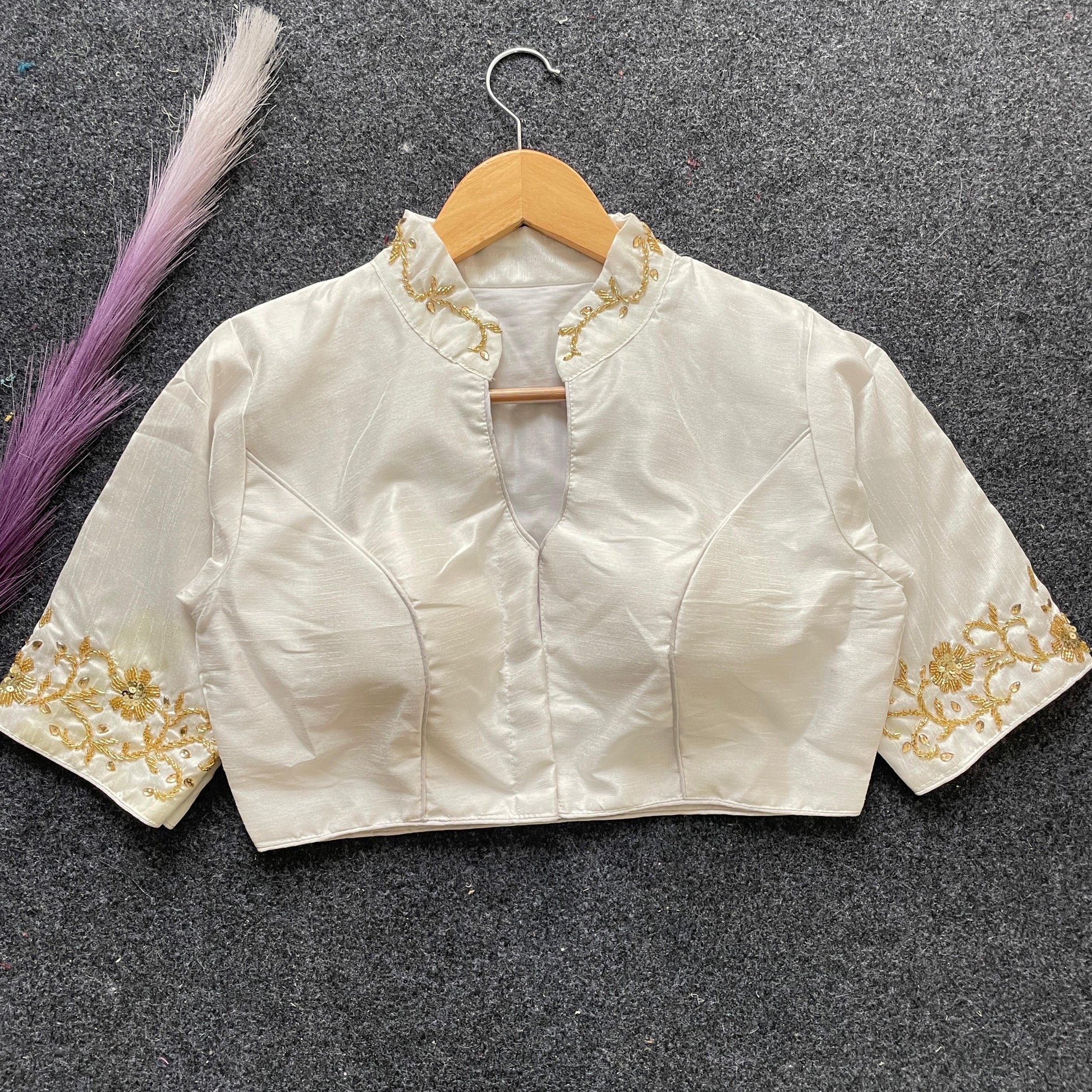 Hooriay fashions - Pure Banglori Silk with heavy handwork blouse