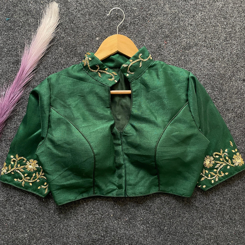 Hooriay fashions - Pure Banglori Silk with heavy handwork blouse