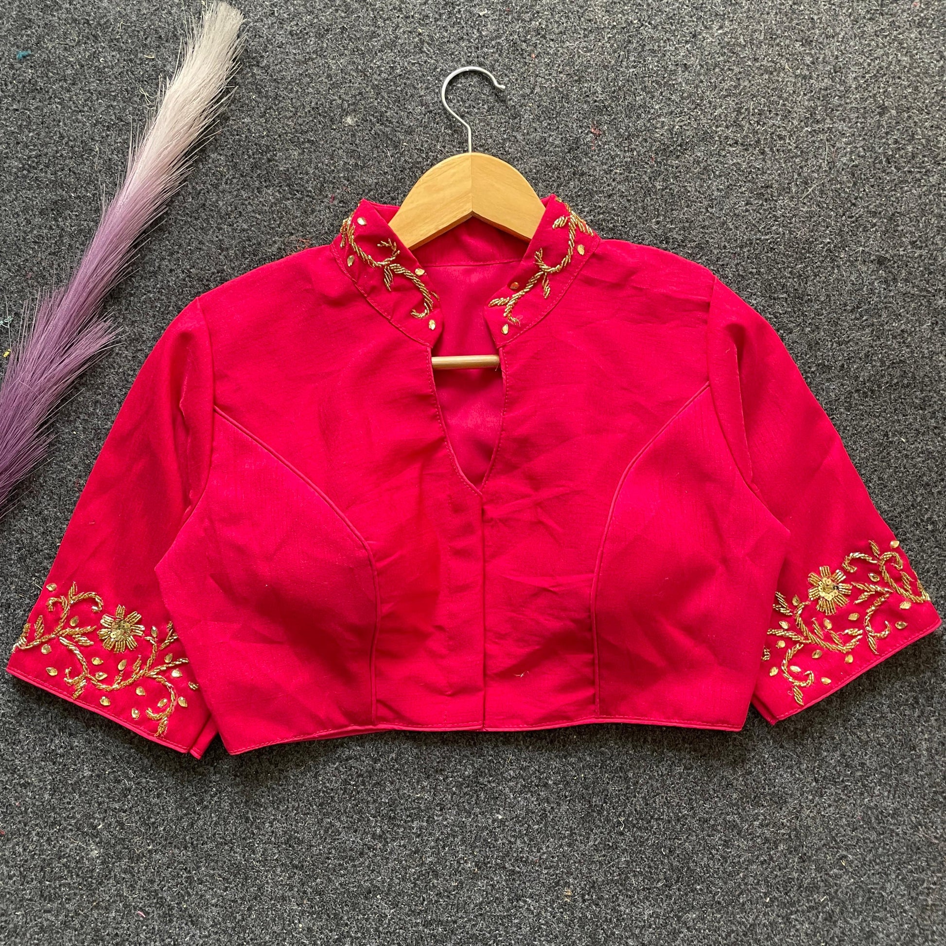 Hooriay fashions - Pure Banglori Silk with heavy handwork blouse