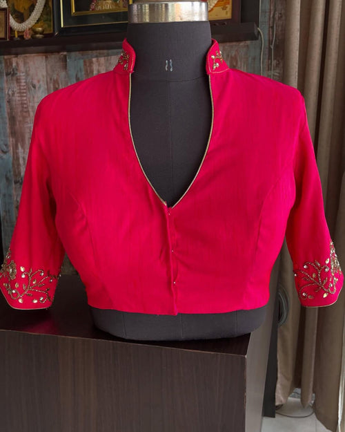 Hooriay fashions - Pure Banglori Silk with heavy handwork blouse