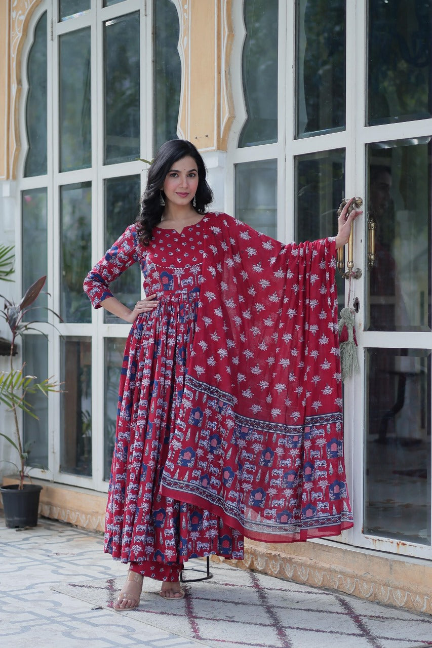 Hooriya fashions - Pure Cotton Kurti 3 pic set