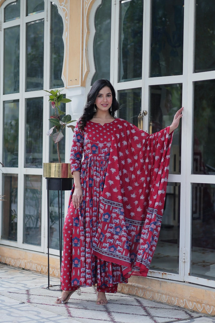 Hooriya fashions - Pure Cotton Kurti 3 pic set