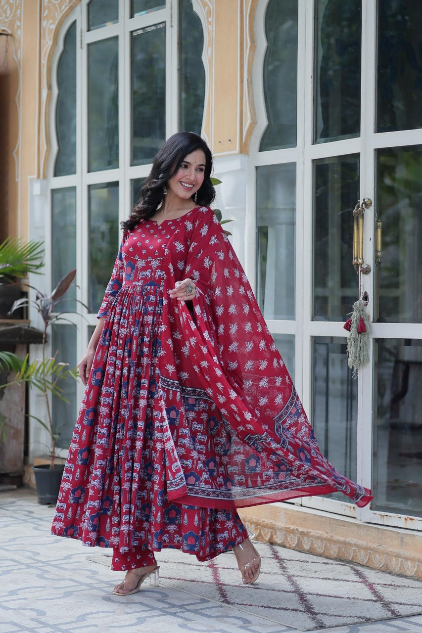 Hooriya fashions - Pure Cotton Kurti 3 pic set