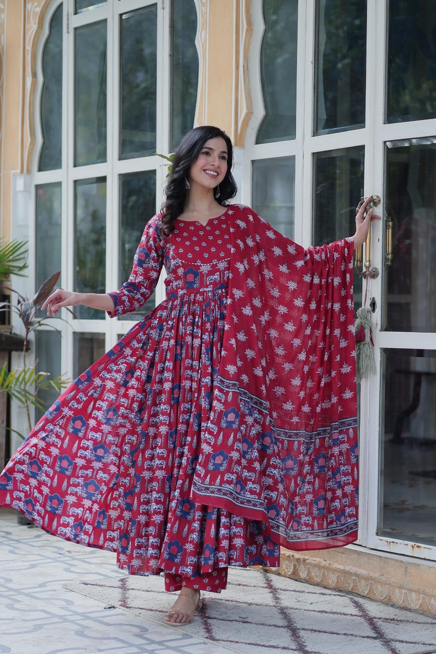 Hooriya fashions - Pure Cotton Kurti 3 pic set