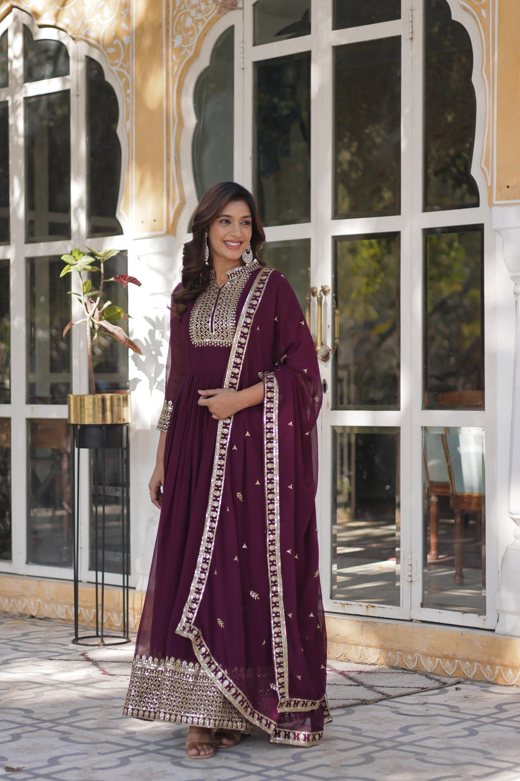 Hooriya fashions - Faux Blooming Georgette with Rich Sequins Embroidered work suits