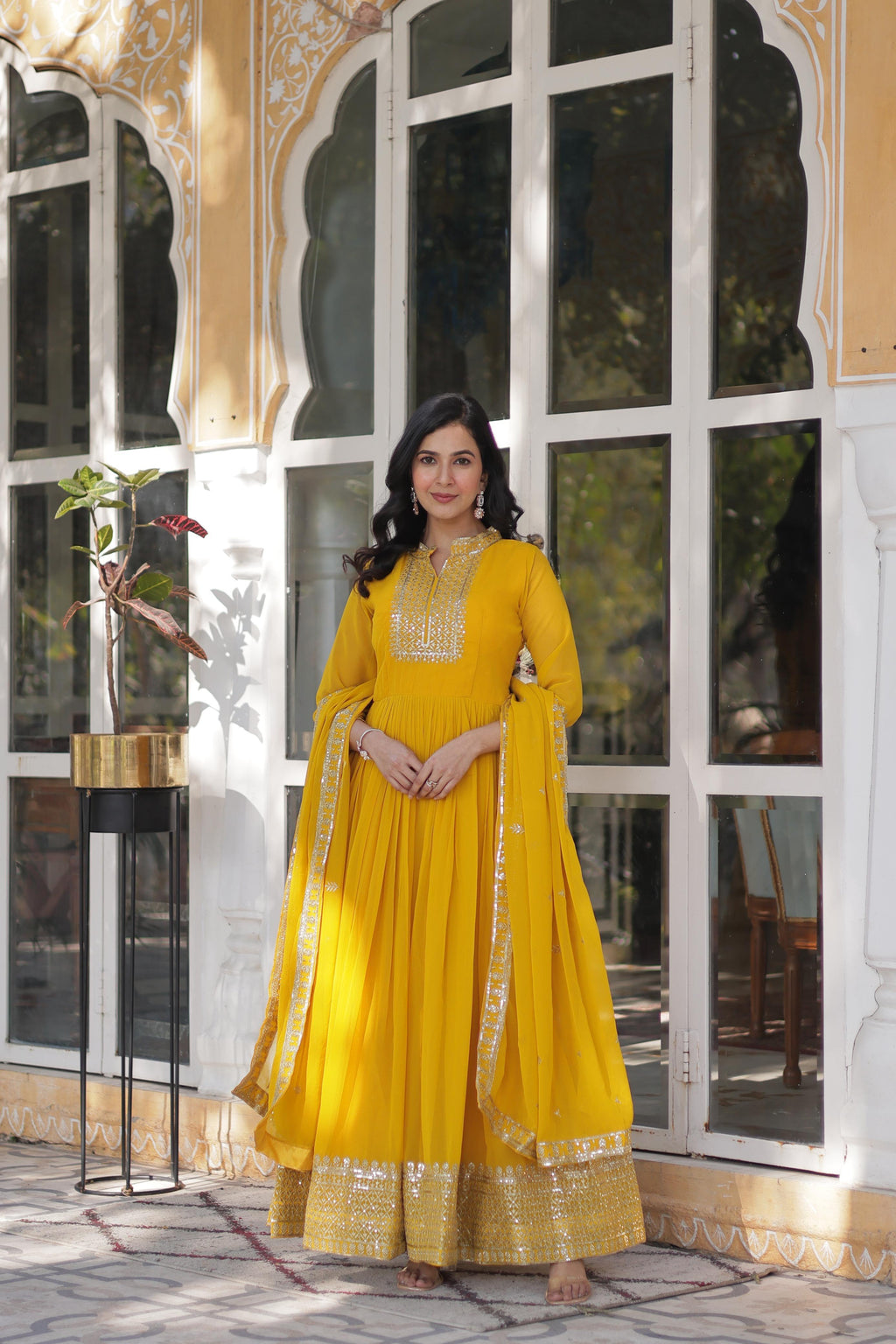Hooriya fashions - Faux Blooming Georgette with Rich Sequins Embroidered work suits