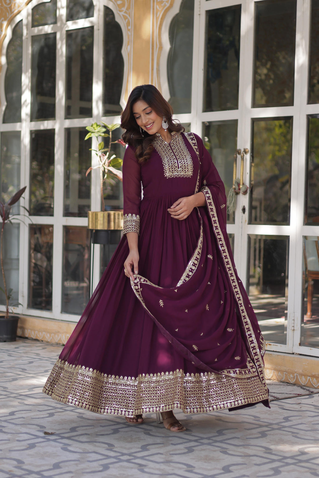Hooriya fashions - Faux Blooming Georgette with Rich Sequins Embroidered work suits