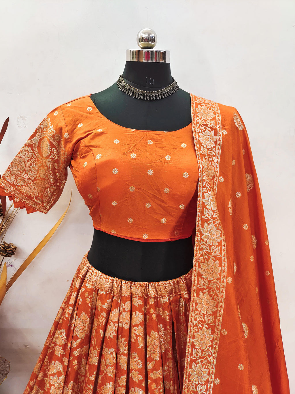 Hooriya fashions - Paithani tissue & silk with embroidery cut work lace lehanga Choli