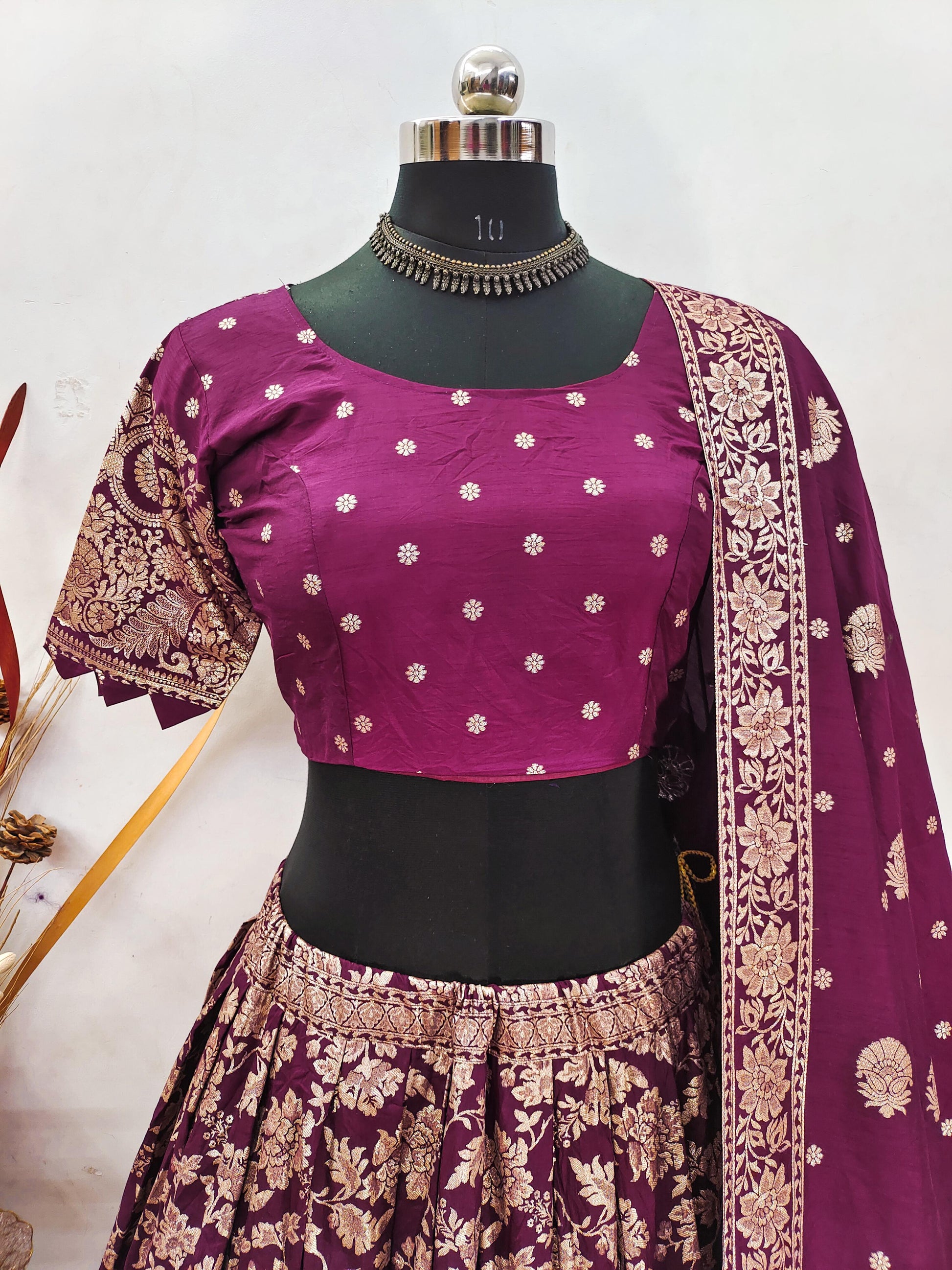 Hooriya fashions - Paithani tissue & silk with embroidery cut work lace lehanga Choli
