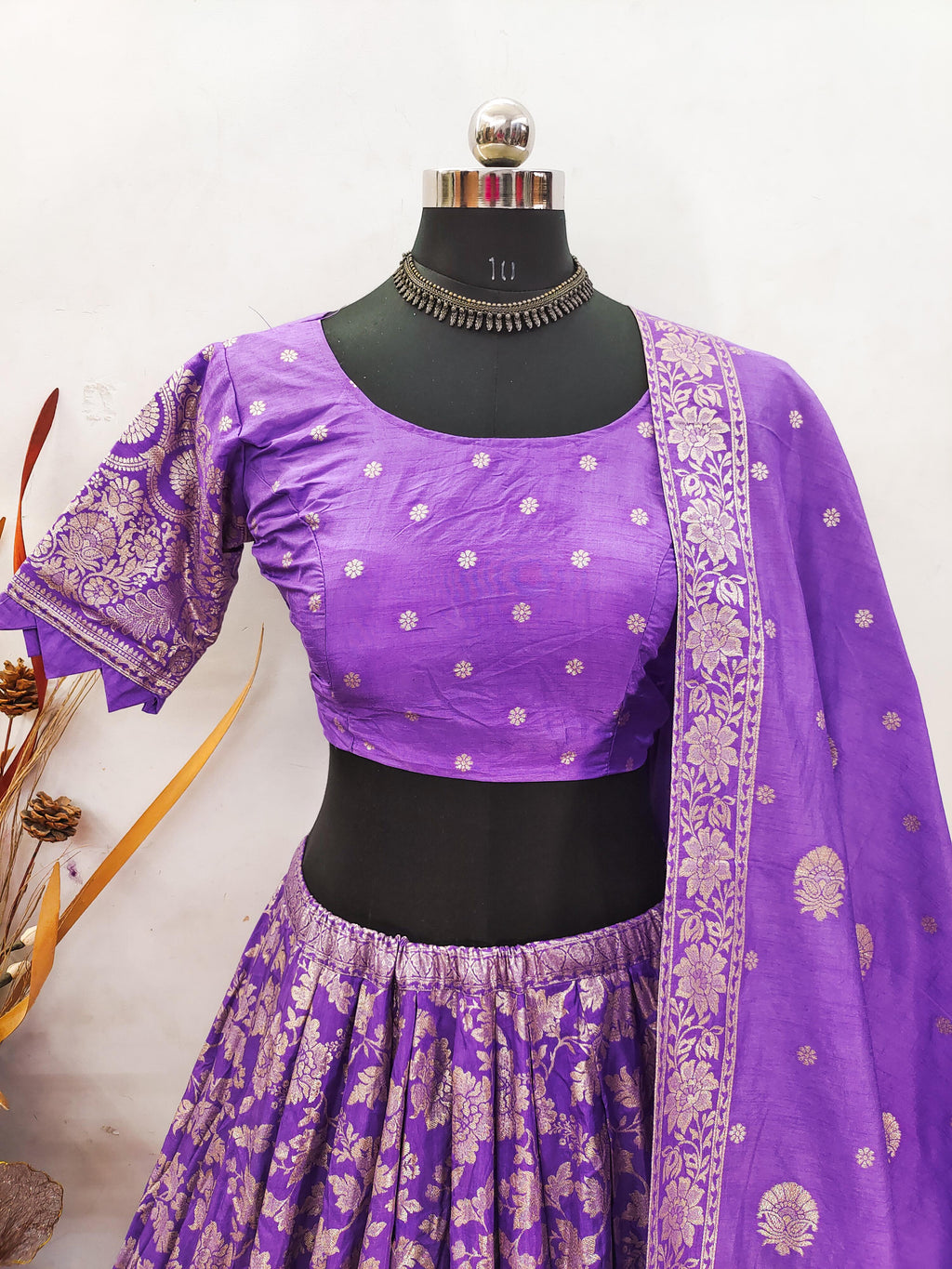 Hooriya fashions - Paithani tissue & silk with embroidery cut work lace lehanga Choli
