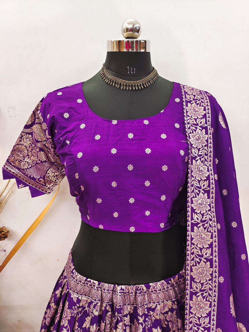 Hooriya fashions - Paithani tissue & silk with embroidery cut work lace lehanga Choli
