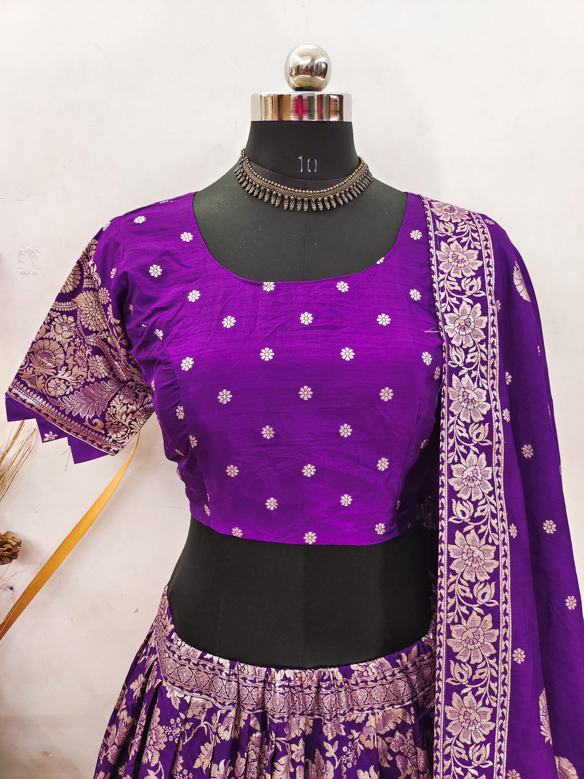 Hooriya fashions - Paithani tissue & silk with embroidery cut work lace lehanga Choli