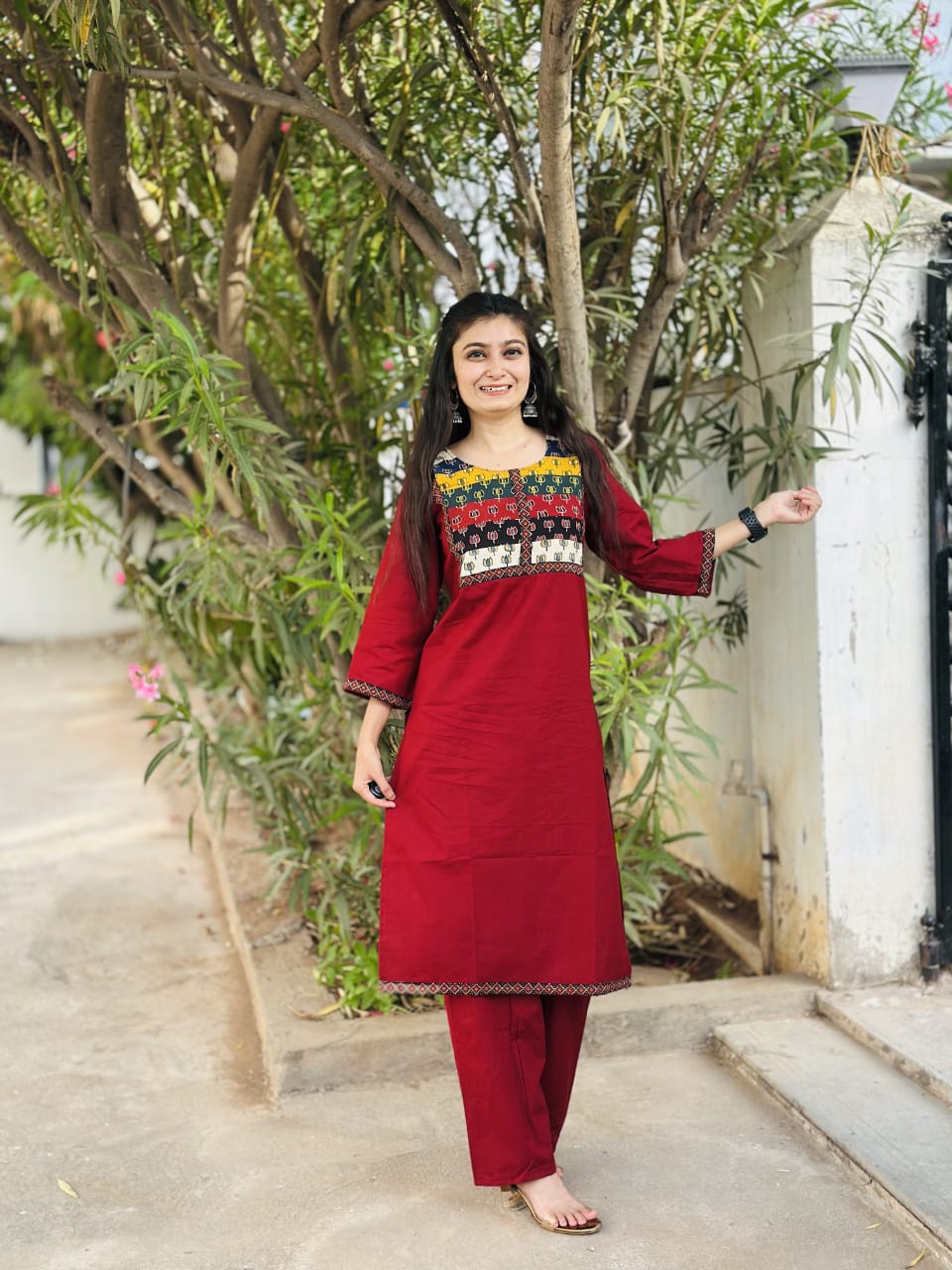 Hooriya fashions - Cotton cord set kurti pant.